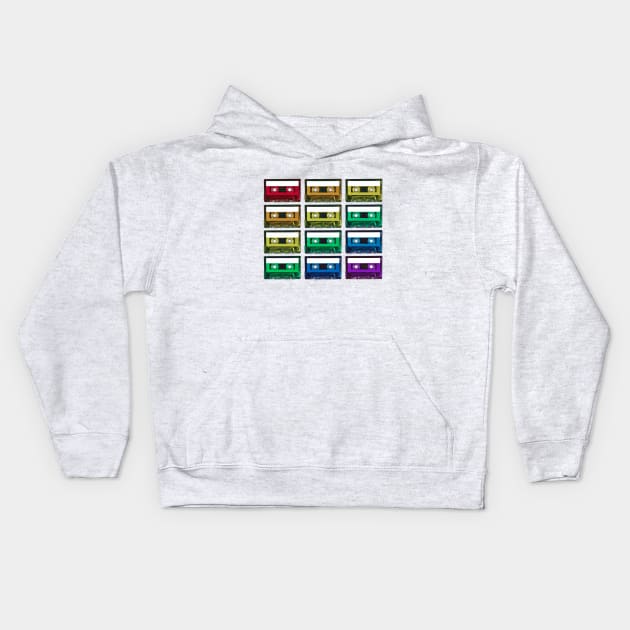 Cassette Rainbow Kids Hoodie by wanungara